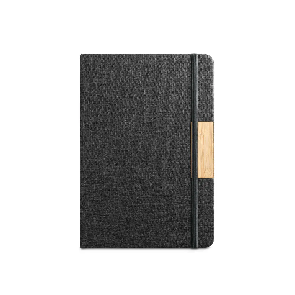 MARQUEZ-Caderno-A5-em-tecido-poliester-100-reciclado-100-rPET-com-folhas-pautadas-PRETO-42663-1